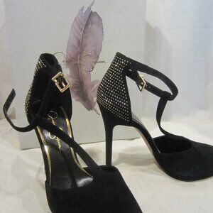 Jessica Simpson Black Heels with Gold Accents